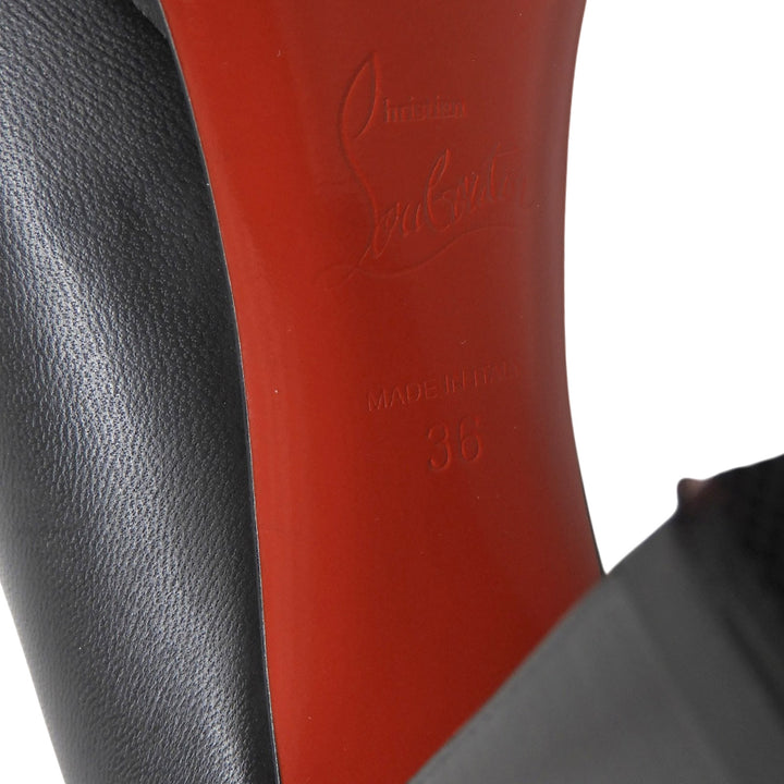 極美品▲Christian Louboutin クリスチャンルブタン チャンキーヒール レザー パンプス ブラック 36 イタリア製 レディース 保存袋付き