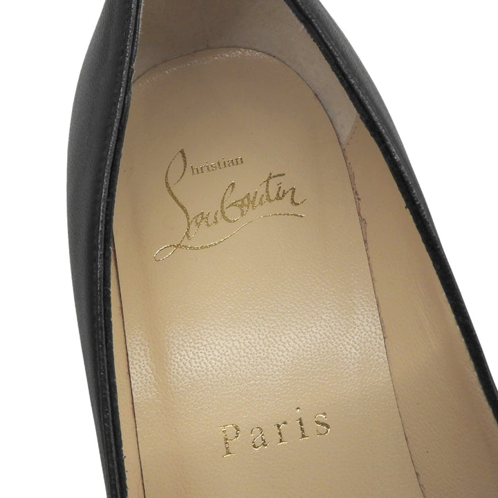 極美品▲Christian Louboutin クリスチャンルブタン チャンキーヒール レザー パンプス ブラック 36 イタリア製 レディース 保存袋付き