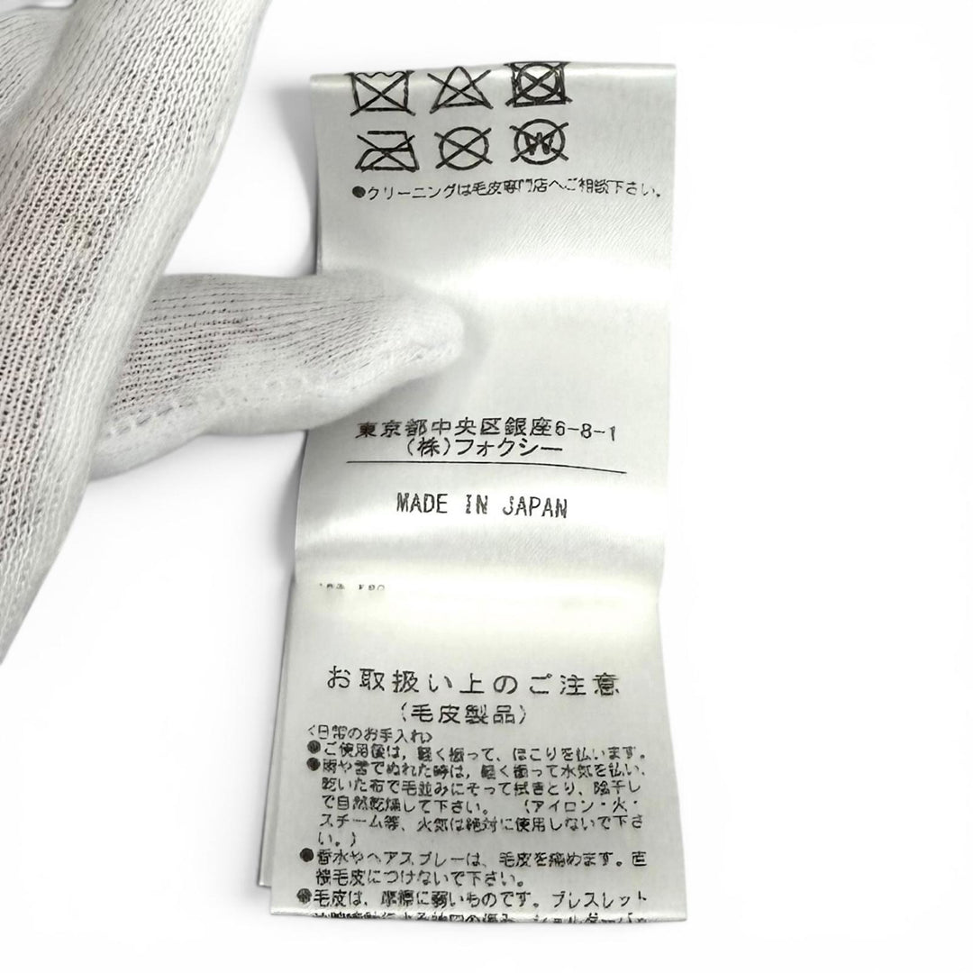極美品★FOXEY フォクシー 39026 Jewel Snood カシミヤ100％ クリスタルボタン ヌートリアファー スヌード ライトベージュ F 正規品 箱付