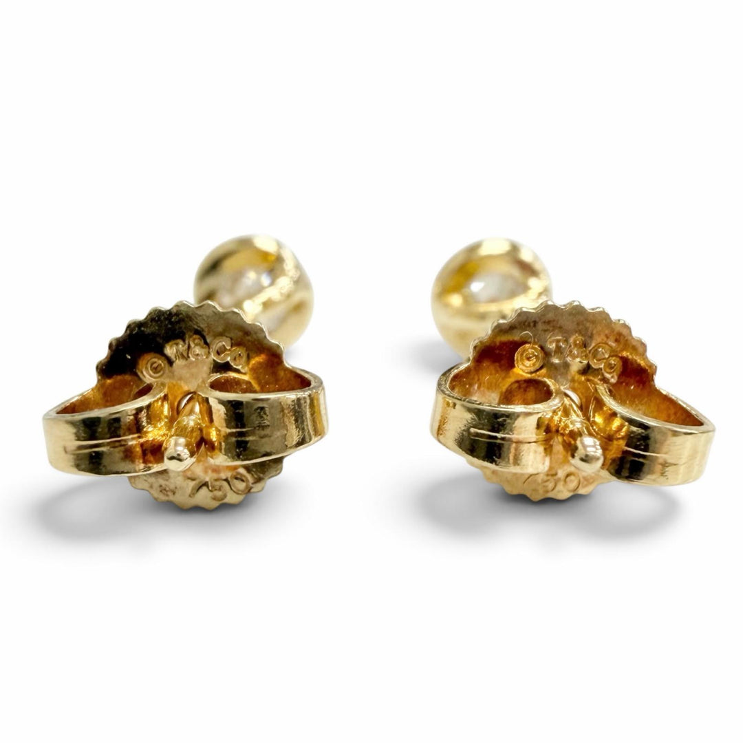 極美品△TIFFANY&amp;Co. ティファニー バイザヤード ピアス 750(YG) ダイヤモンド 約0.12ct×2＝0.24ct イエローゴールド 重量1.1g 保存袋付