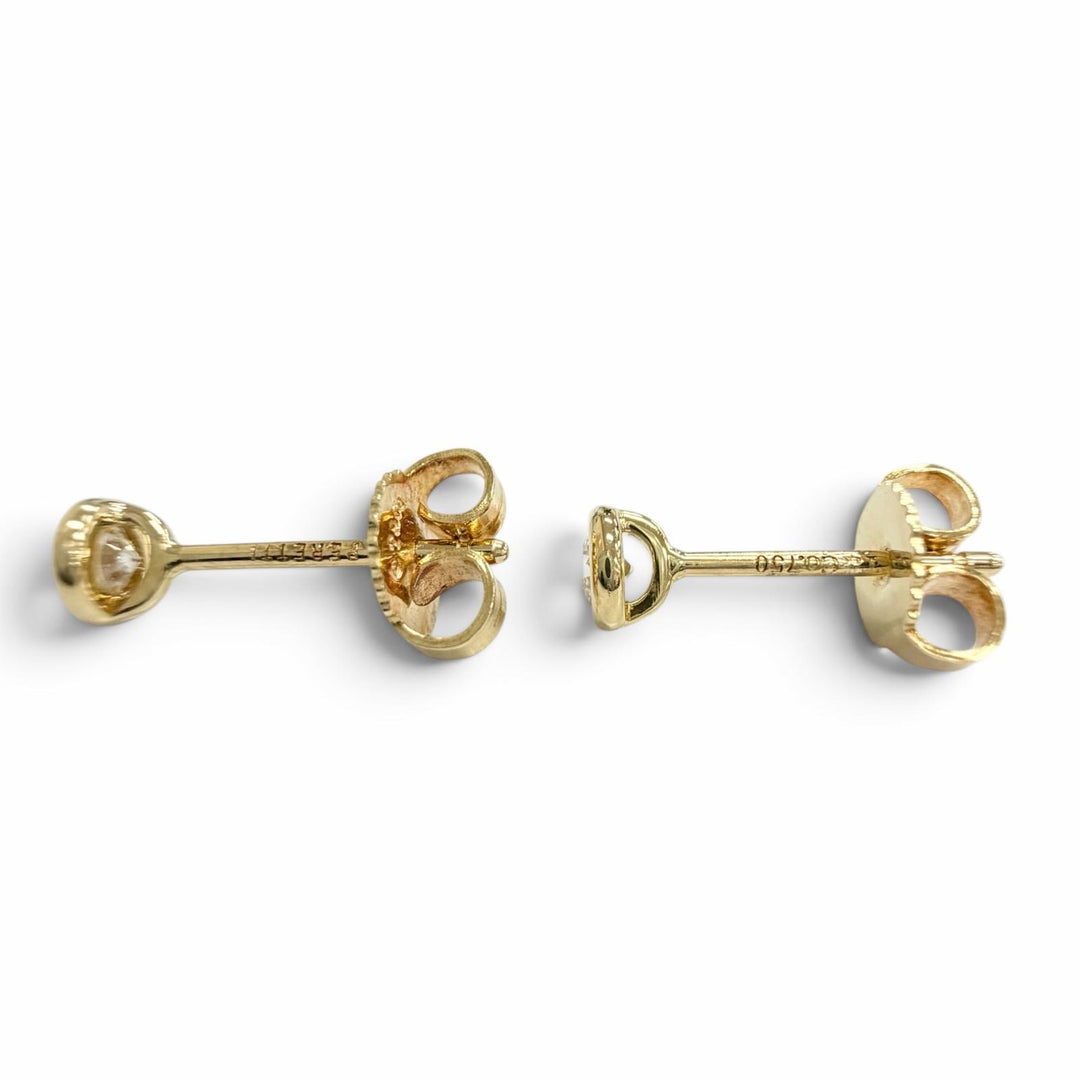 極美品△TIFFANY&amp;Co. ティファニー バイザヤード ピアス 750(YG) ダイヤモンド 約0.12ct×2＝0.24ct イエローゴールド 重量1.1g 保存袋付
