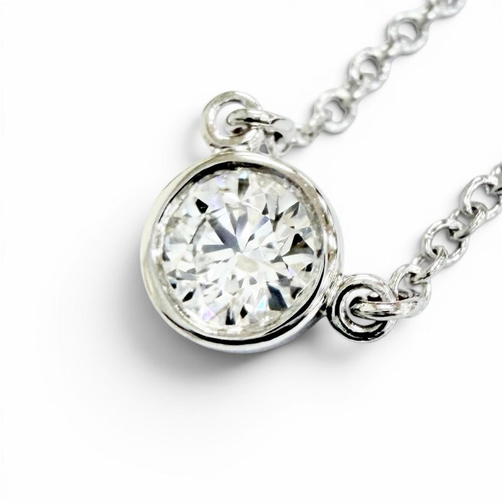 美品△TIFFANY&amp;Co. ティファニー バイザヤード PT950 1Pダイヤモンド ネックレス 約0.18ct 直径約4.90mm プラチナ 重量2.3g レディース