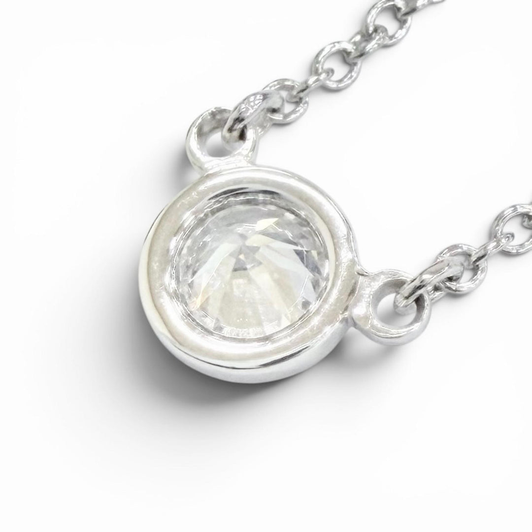 美品△TIFFANY&amp;Co. ティファニー バイザヤード PT950 1Pダイヤモンド ネックレス 約0.18ct 直径約4.90mm プラチナ 重量2.3g レディース