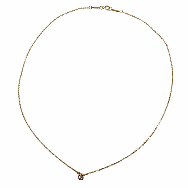 美品☆TIFFANY&amp;Co. ティファニー バイ ザ ヤードシングル ダイヤモンド約0.12ct ペンダント 750（YG） イエローゴールド 重量2.21g