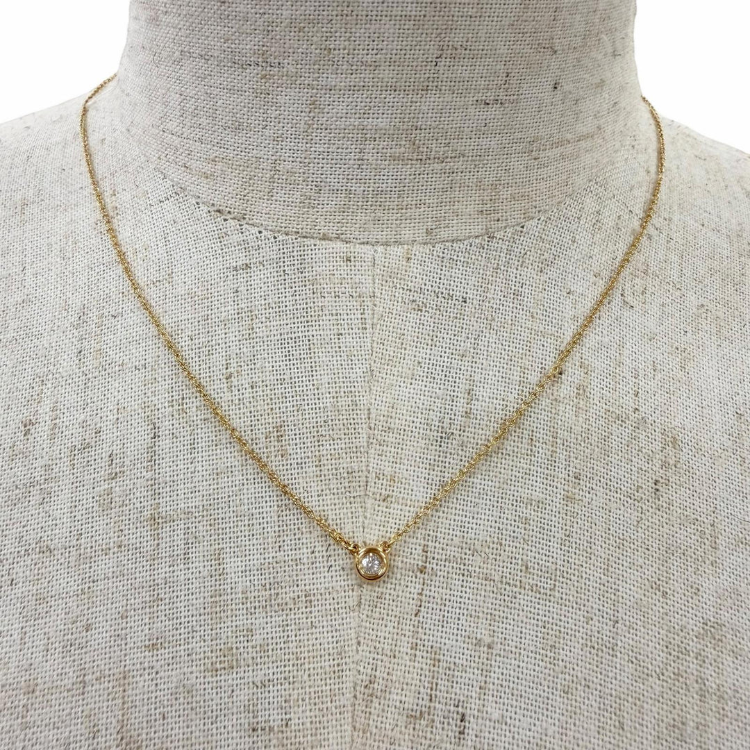 美品☆TIFFANY&amp;Co. ティファニー バイ ザ ヤードシングル ダイヤモンド約0.12ct ペンダント 750（YG） イエローゴールド 重量2.21g