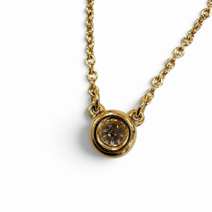 美品☆TIFFANY&amp;Co. ティファニー バイ ザ ヤードシングル ダイヤモンド約0.12ct ペンダント 750（YG） イエローゴールド 重量2.21g