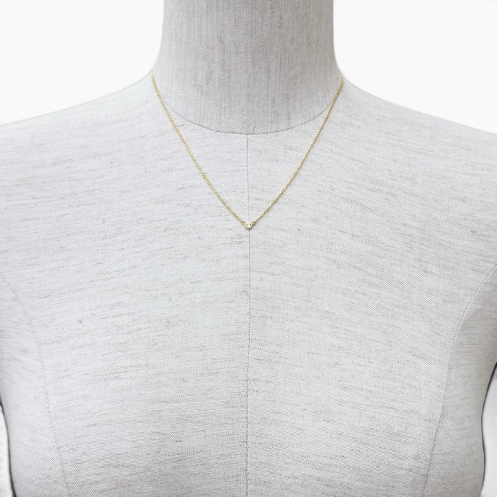美品★TIFFANY&amp;Co. ティファニー エルサペレッティ バイザヤード 1P ダイヤ ネックレス AU750 直径約3.80mm 約0.05ct 41cm 総重量1.79g