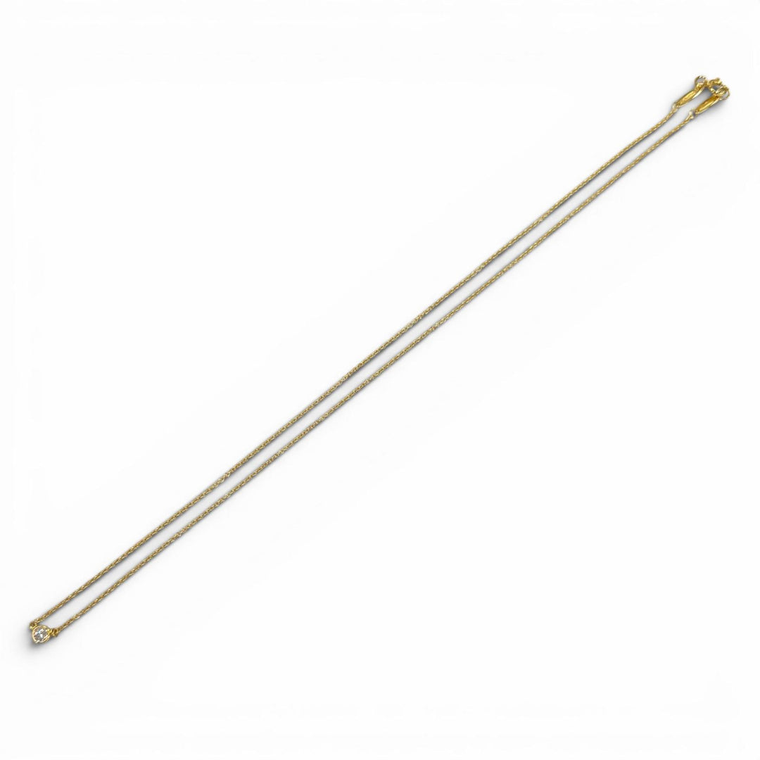 美品★TIFFANY&amp;Co. ティファニー エルサペレッティ バイザヤード 1P ダイヤ ネックレス AU750 直径約3.80mm 約0.05ct 41cm 総重量1.79g