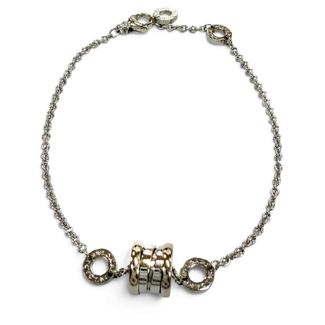 良品▼BVLGARI ブルガリ ビーゼロワン AU750(WG) チェーン ブレスレット シルバー イタリア製 重量6.85g レディース メンズ アクセサリー