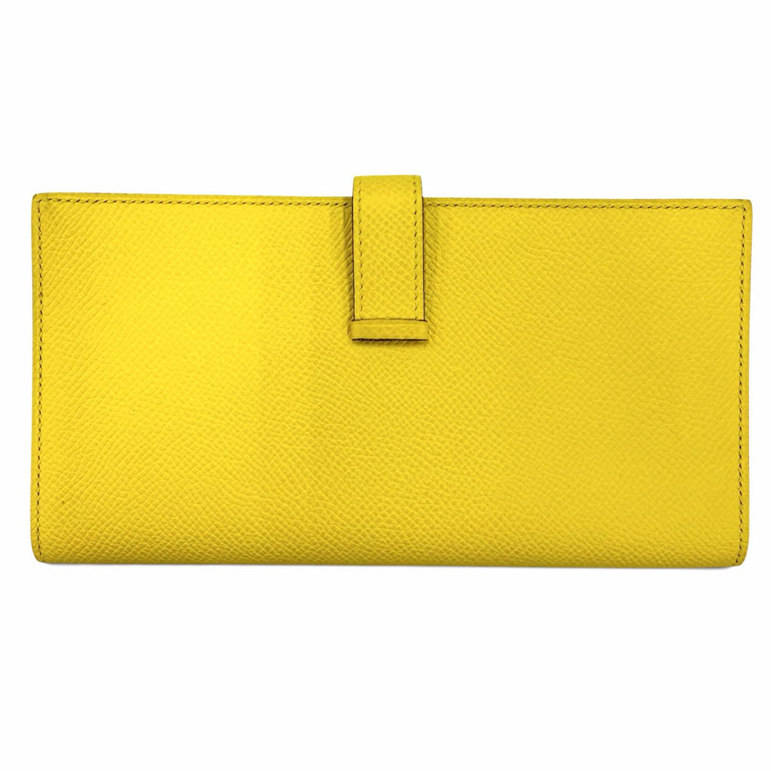 美品☆HERMES エルメス ベアンスフレ ヴォーエプソン ジョーヌナプル シルバー金具 ロングウォレット 長財布 B刻印 フランス製 箱付き