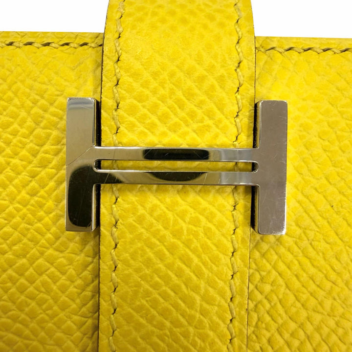 美品☆HERMES エルメス ベアンスフレ ヴォーエプソン ジョーヌナプル シルバー金具 ロングウォレット 長財布 B刻印 フランス製 箱付き