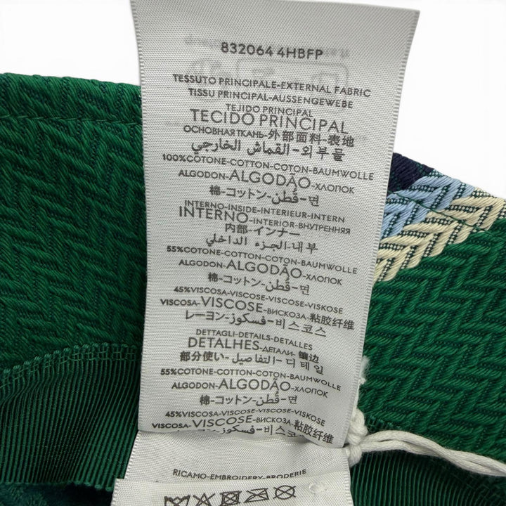 未使用品☆GUCCI グッチ 832064 コットン ロゴ刺繍 ヘリンボーン柄 バケット ハット グリーン系 L イタリア製 正規品 レディース 箱付き