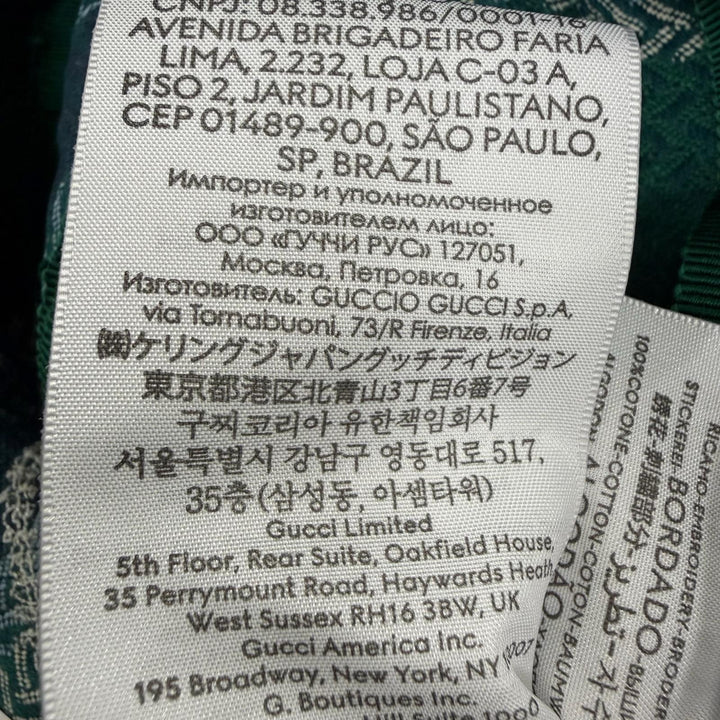 未使用品☆GUCCI グッチ 832064 コットン ロゴ刺繍 ヘリンボーン柄 バケット ハット グリーン系 L イタリア製 正規品 レディース 箱付き