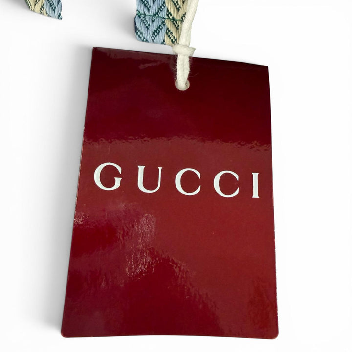未使用品☆GUCCI グッチ 832064 コットン ロゴ刺繍 ヘリンボーン柄 バケット ハット グリーン系 L イタリア製 正規品 レディース 箱付き