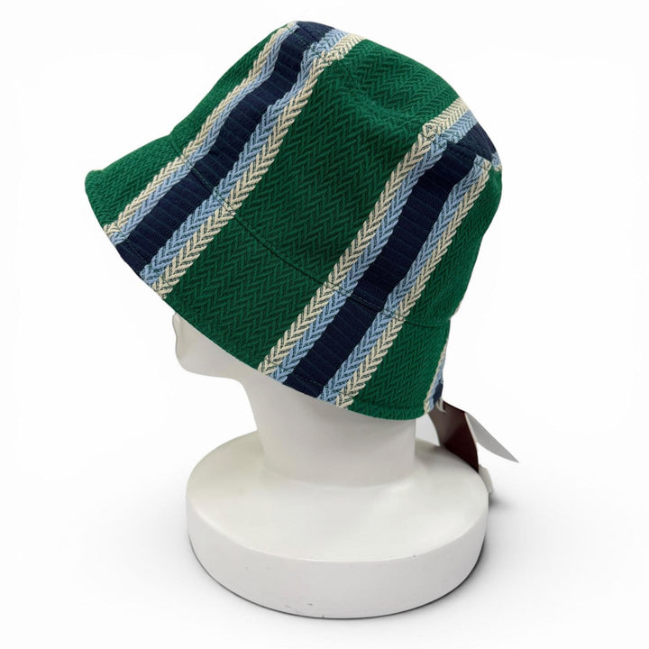 未使用品☆GUCCI グッチ 832064 コットン ロゴ刺繍 ヘリンボーン柄 バケット ハット グリーン系 L イタリア製 正規品 レディース 箱付き