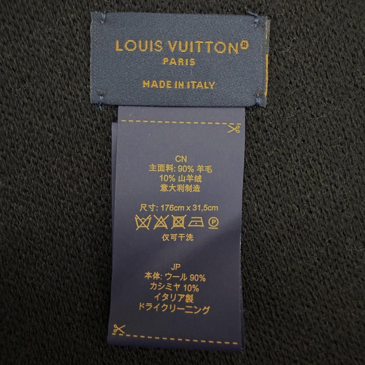 極美品▼LOUIS VUITTON ルイヴィトン 2025年製 M79097 マフラー グラフィック デュアル カシミヤ混 ノワール 現行品 正規品 定価104500円