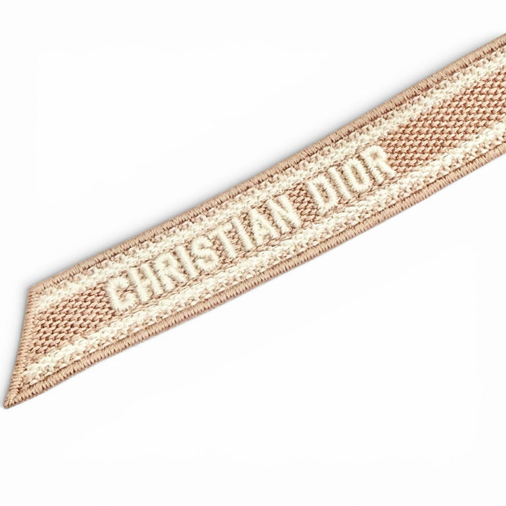 未使用品△Christian Dior クリスチャンディオール Dior Twist ロゴエンブロイダリー リボン バレッタ ヘアアクセサリー 髪留め ピンク