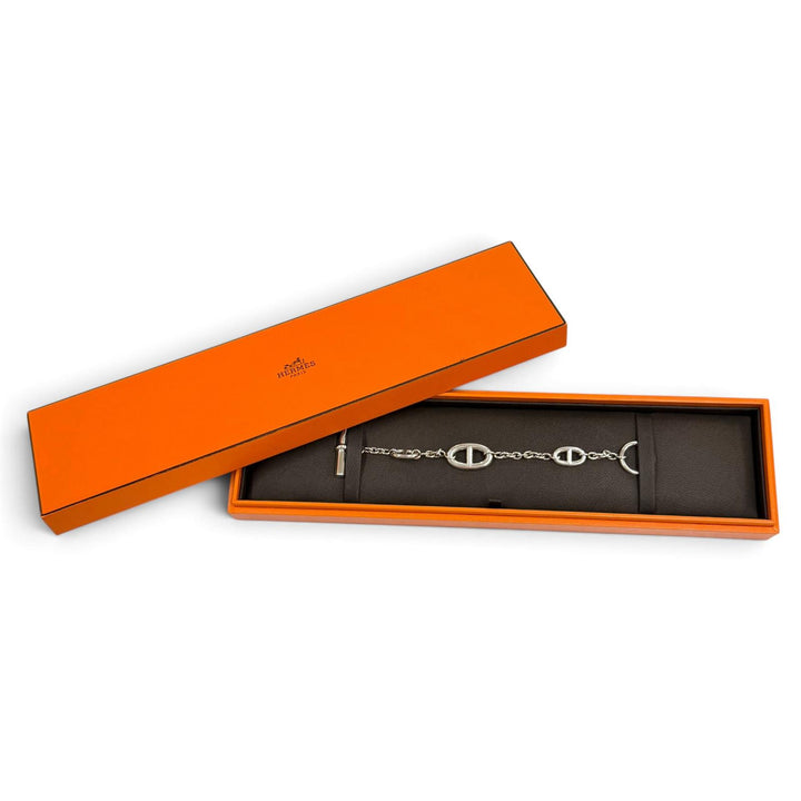 美品★HERMES エルメス ファランドール AG925 シェーヌダンクル ブレスレット アクセサリー シルバー イタリア製 レディース