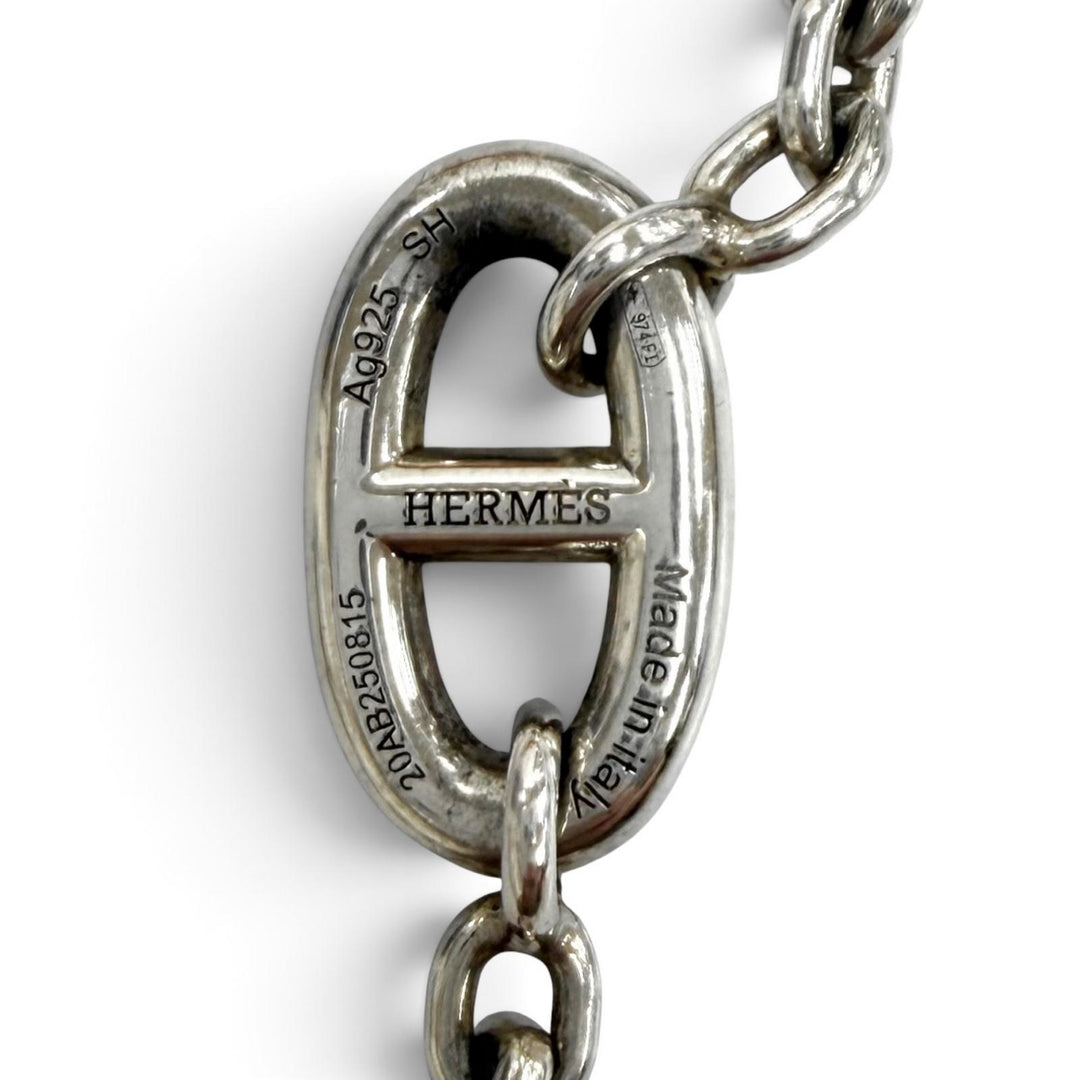 美品★HERMES エルメス ファランドール AG925 シェーヌダンクル ブレスレット アクセサリー シルバー イタリア製 レディース