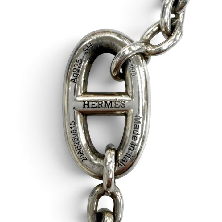 美品★HERMES エルメス ファランドール AG925 シェーヌダンクル ブレスレット アクセサリー シルバー イタリア製 レディース