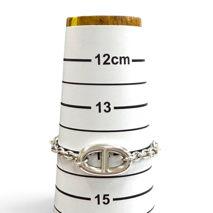 美品★HERMES エルメス ファランドール AG925 シェーヌダンクル ブレスレット アクセサリー シルバー イタリア製 レディース