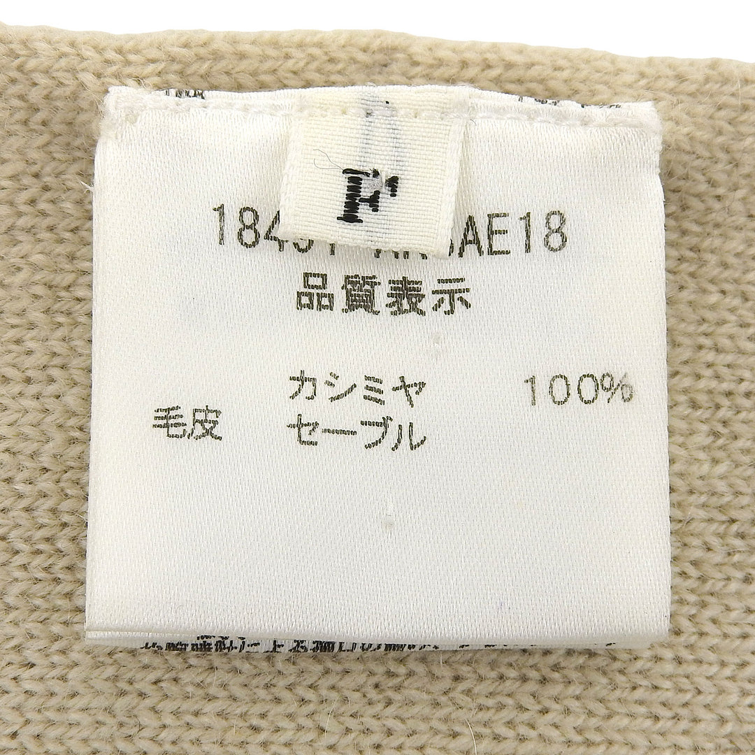 美品▲FOXEY フォクシー 18491 カシミヤ100% セーブル SABLE フリンジ マフラー 本毛皮ショール ベージュ F 日本製 正規品 レディース