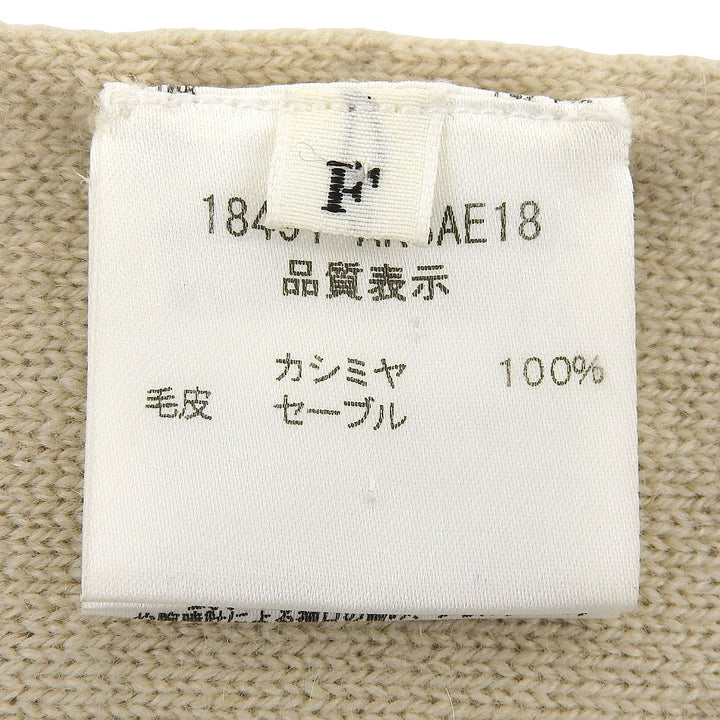 美品▲FOXEY フォクシー 18491 カシミヤ100% セーブル SABLE フリンジ マフラー 本毛皮ショール ベージュ F 日本製 正規品 レディース