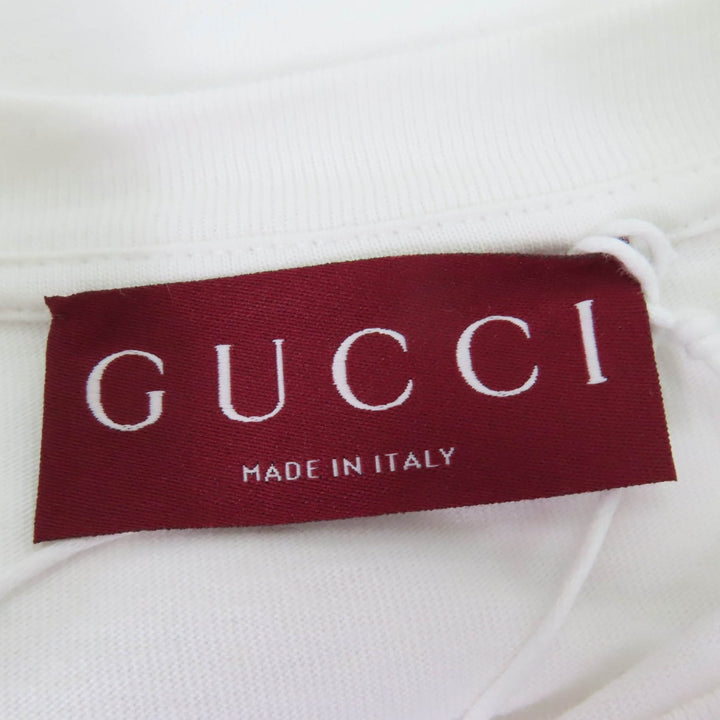 美品☆GUCCI グッチ 24AW 788093 ロゴ刺繍 オーバーサイズ コットンジャージー 半袖Ｔシャツ ホワイト M イタリア製 正規品 レディース