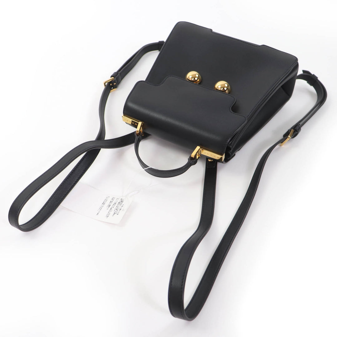 極美品☆MARNI マルニ ZAMP0018U0 トランカルー レザー 2WAY ミニバックパック ハンドバッグ ブラック イタリア製 レディース 保存袋付き