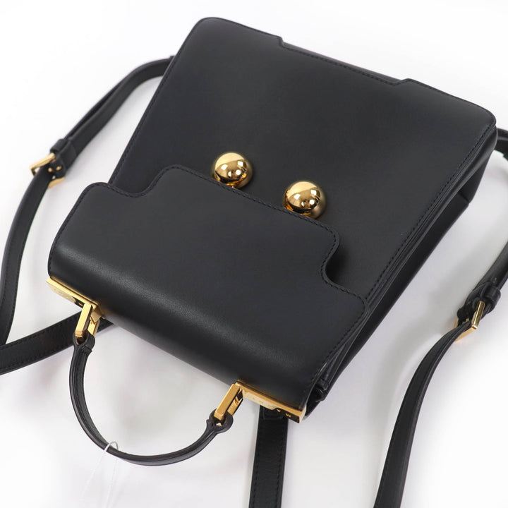 極美品☆MARNI マルニ ZAMP0018U0 トランカルー レザー 2WAY ミニバックパック ハンドバッグ ブラック イタリア製 レディース 保存袋付き