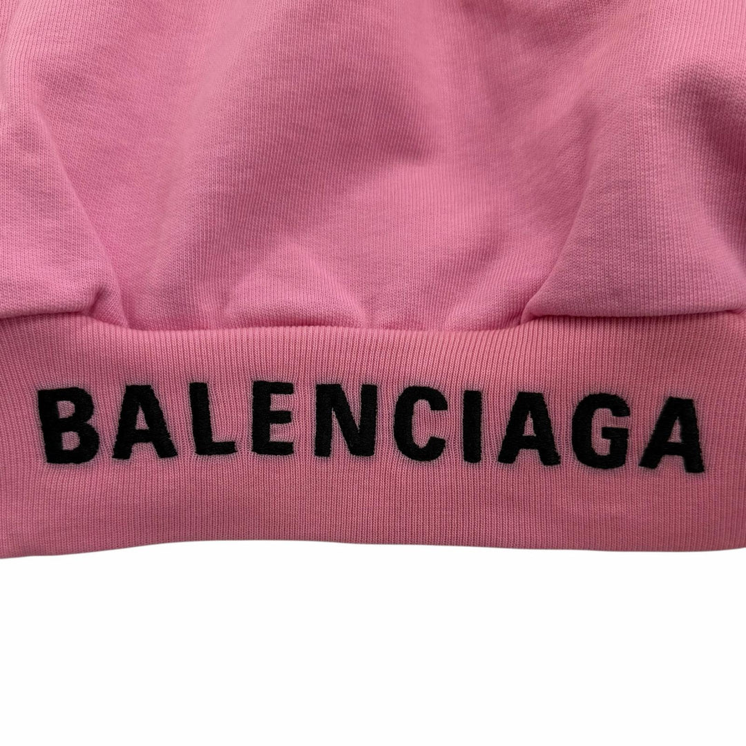 未使用品□BALENCIAGA バレンシアガ 23AW 739024 バックロゴエンブロイダリー 刺繍 ダメージ加工 パーカー ピンク 3 正規品 メンズ