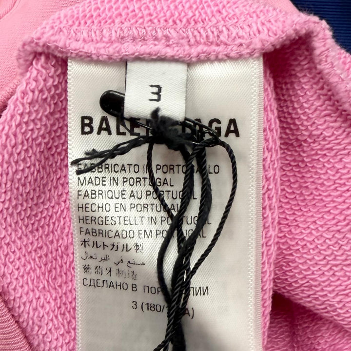 未使用品□BALENCIAGA バレンシアガ 23AW 739024 バックロゴエンブロイダリー 刺繍 ダメージ加工 パーカー ピンク 3 正規品 メンズ