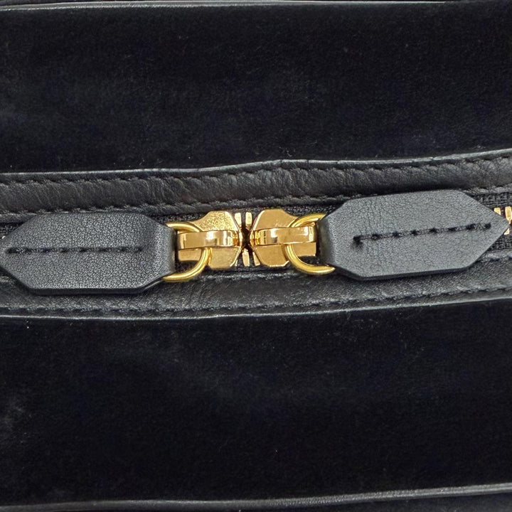 美品◇J&amp;M Davidson ジェイアンドエムデヴィッドソン 2WAY ベロア レザー ハンド ショルダーバッグ ブラック ゴールド金具 スペイン製