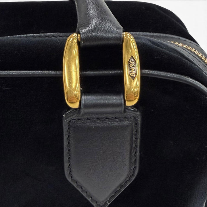 美品◇J&amp;M Davidson ジェイアンドエムデヴィッドソン 2WAY ベロア レザー ハンド ショルダーバッグ ブラック ゴールド金具 スペイン製
