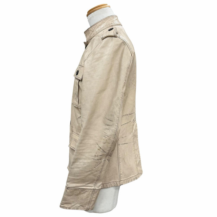 美品▼YVES SAINT LAURENT イヴ サンローラン 093929 希少 トムフォード期 ヴィンテージ加工 レザーサファリジャケット 46 正規品 メンズ