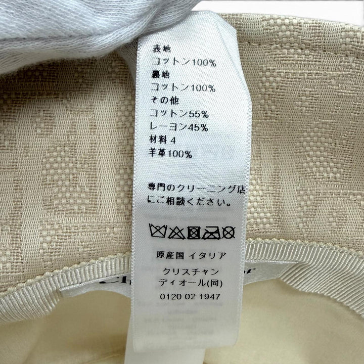 美品★Christian Dior クリスチャンディオール CPB06132ECOB コットン100％ Teddy-D オブリーク ボブハット レザー使い 57 正規品 箱付