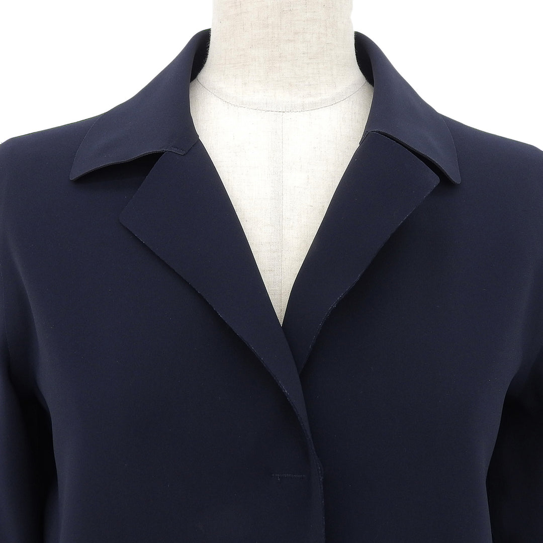 美品▲Herno ヘルノ CA0135D First Act 比翼仕立て ナイロンコート ステンカラーコート ネイビー 40 正規品 レディース