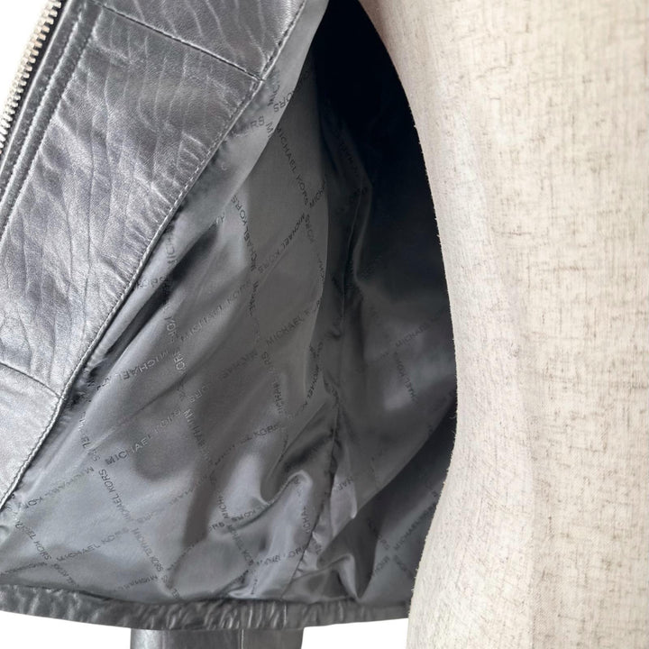 美品▲Michael Kors マイケルコース MC57748 レザー バイカージャケット シングル ライダースジャケット ブラック XS 正規品 メンズ