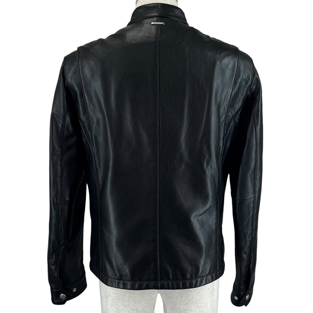 美品▲Michael Kors マイケルコース MC57748 レザー バイカージャケット シングル ライダースジャケット ブラック XS 正規品 メンズ