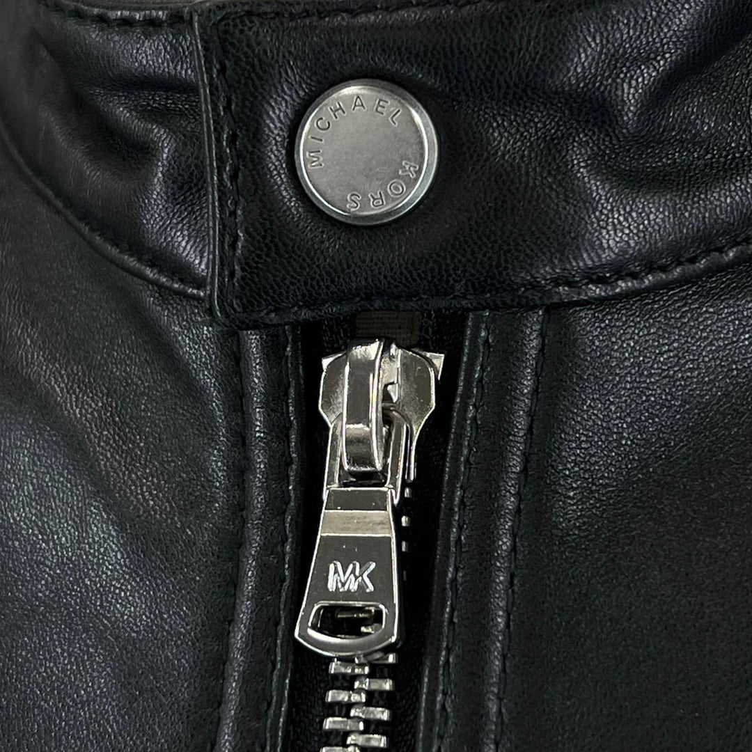 美品▲Michael Kors マイケルコース MC57748 レザー バイカージャケット シングル ライダースジャケット ブラック XS 正規品 メンズ