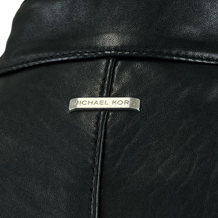 美品▲Michael Kors マイケルコース MC57748 レザー バイカージャケット シングル ライダースジャケット ブラック XS 正規品 メンズ
