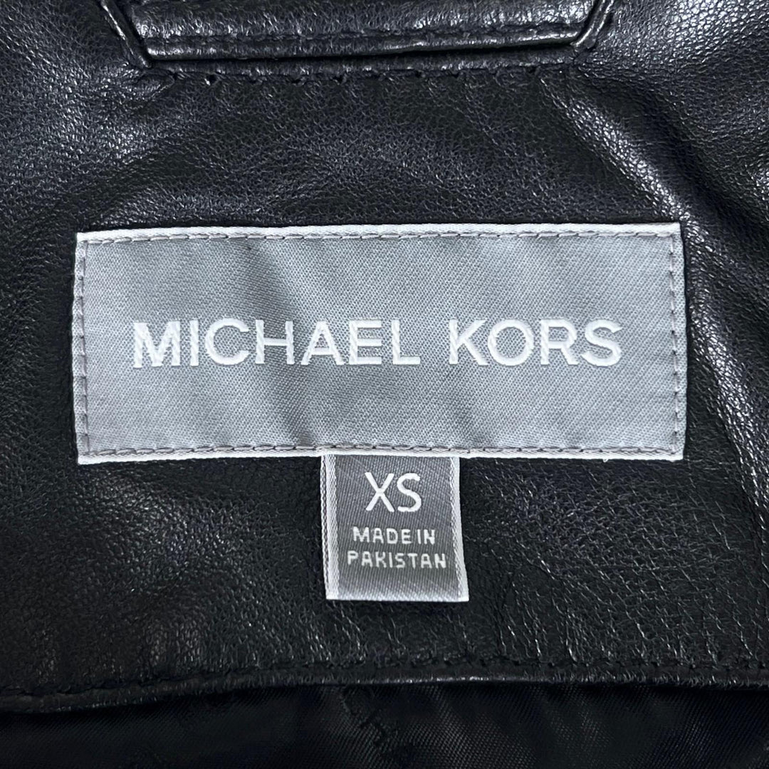 美品▲Michael Kors マイケルコース MC57748 レザー バイカージャケット シングル ライダースジャケット ブラック XS 正規品 メンズ