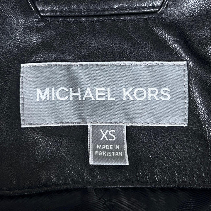 美品▲Michael Kors マイケルコース MC57748 レザー バイカージャケット シングル ライダースジャケット ブラック XS 正規品 メンズ