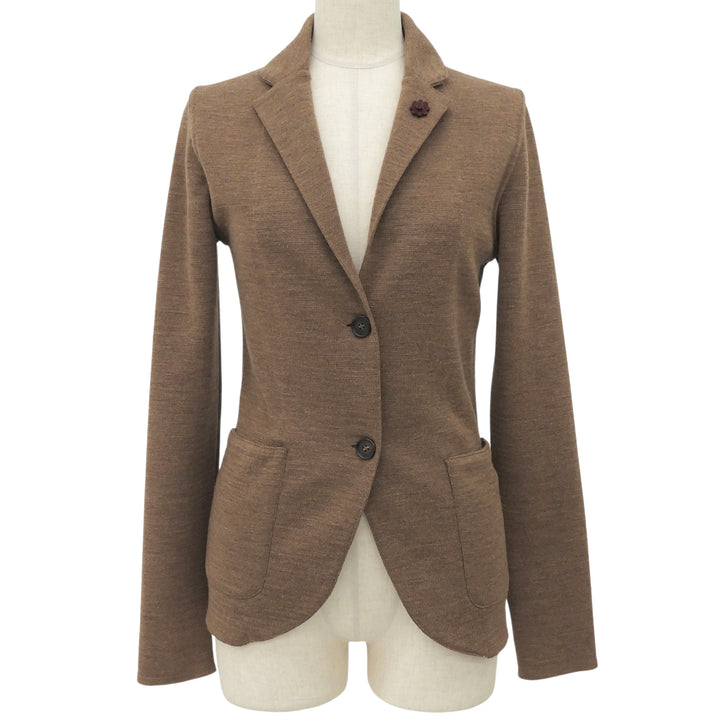 極美品▲LARDINI ラルディーニ A9JDIANTHA ウール100％ ニット テーラードジャケット ブラウン 38 イタリア製 正規品 レディース