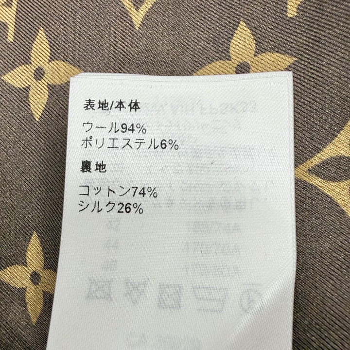 未使用品◇LOUIS VUITTON ルイヴィトン 23AW ウール レザー切替 裏地モノグラム ツイードスカート ブラック ホワイト 36 伊製 正規品