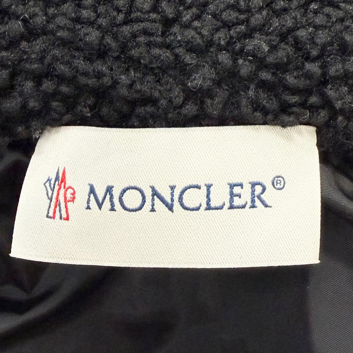 極美品□MONCLER モンクレール 2025年製 K20918G00043 FELPA APERTACON ZIP ボアブルゾン フリースジャケット ブラック S 正規品 メンズ