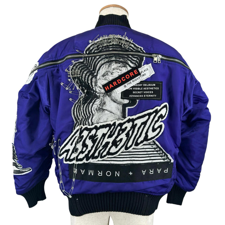 極美品▲DIESEL ディーゼル グラフィックプリント ダメージ加工 パッチワーク ボンバージャケット MA-1 マルチカラー 正規品 メンズ