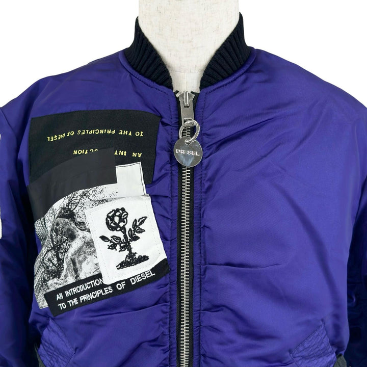 極美品▲DIESEL ディーゼル グラフィックプリント ダメージ加工 パッチワーク ボンバージャケット MA-1 マルチカラー 正規品 メンズ
