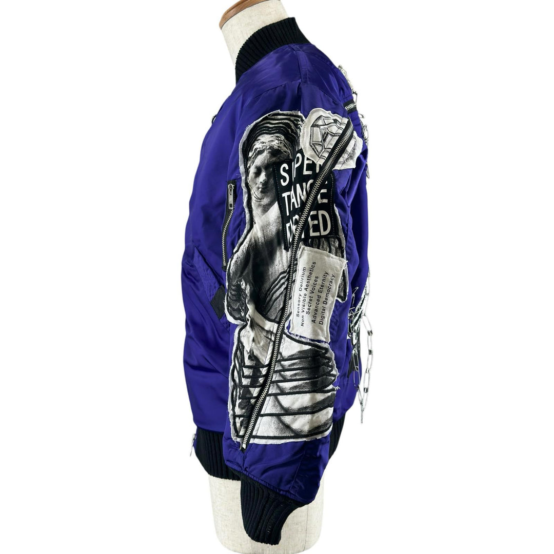 極美品▲DIESEL ディーゼル グラフィックプリント ダメージ加工 パッチワーク ボンバージャケット MA-1 マルチカラー 正規品 メンズ