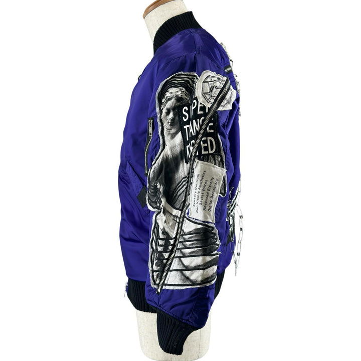極美品▲DIESEL ディーゼル グラフィックプリント ダメージ加工 パッチワーク ボンバージャケット MA-1 マルチカラー 正規品 メンズ